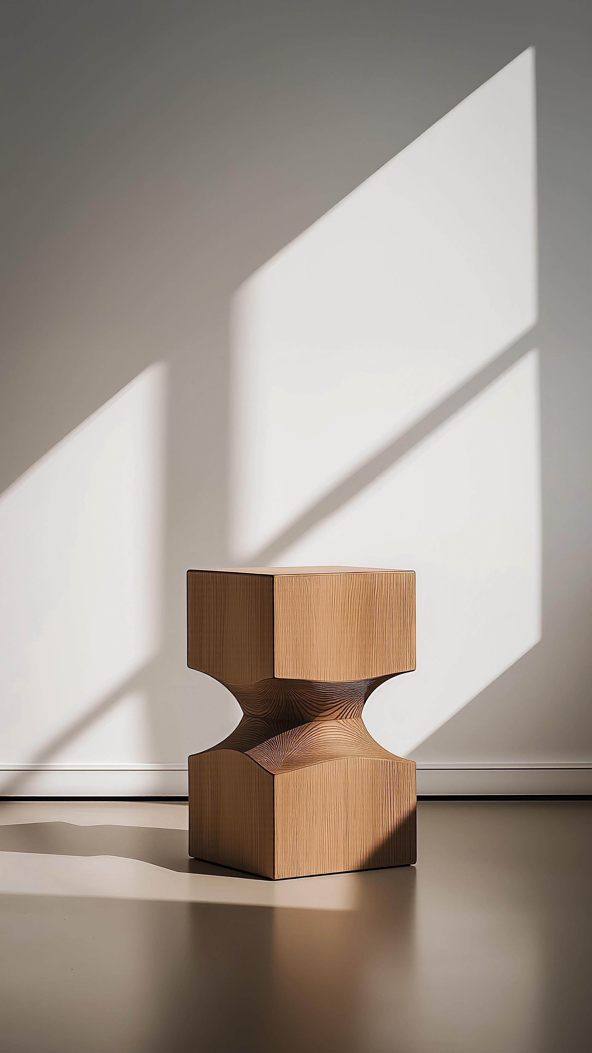 Mid-Century Modern Wooden Stool Socle No60, Modern Solid Wood Furniture by Joel Escalona For Sale