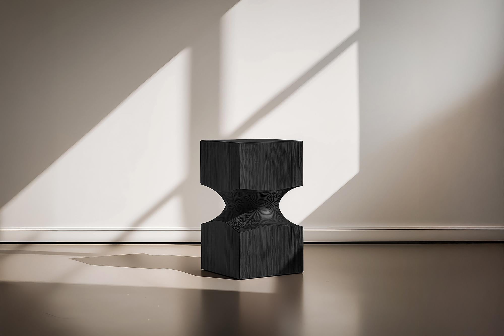 Mexican Wooden Stool Socle No60, Modern Solid Wood Furniture by Joel Escalona For Sale