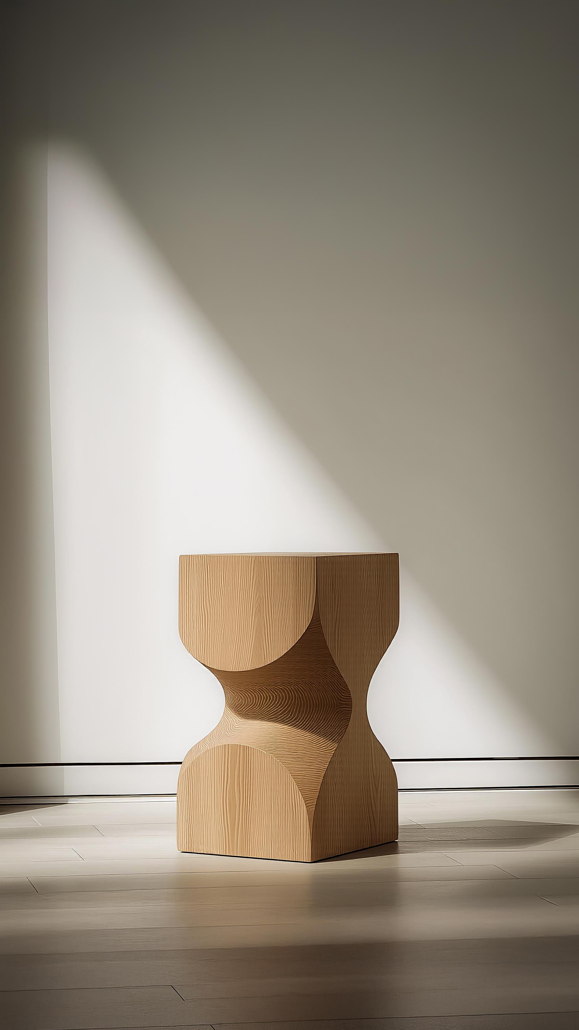 Mid-Century Modern Wooden Stool Socle No63, Solid Wood Contemporary Piece by NONO For Sale