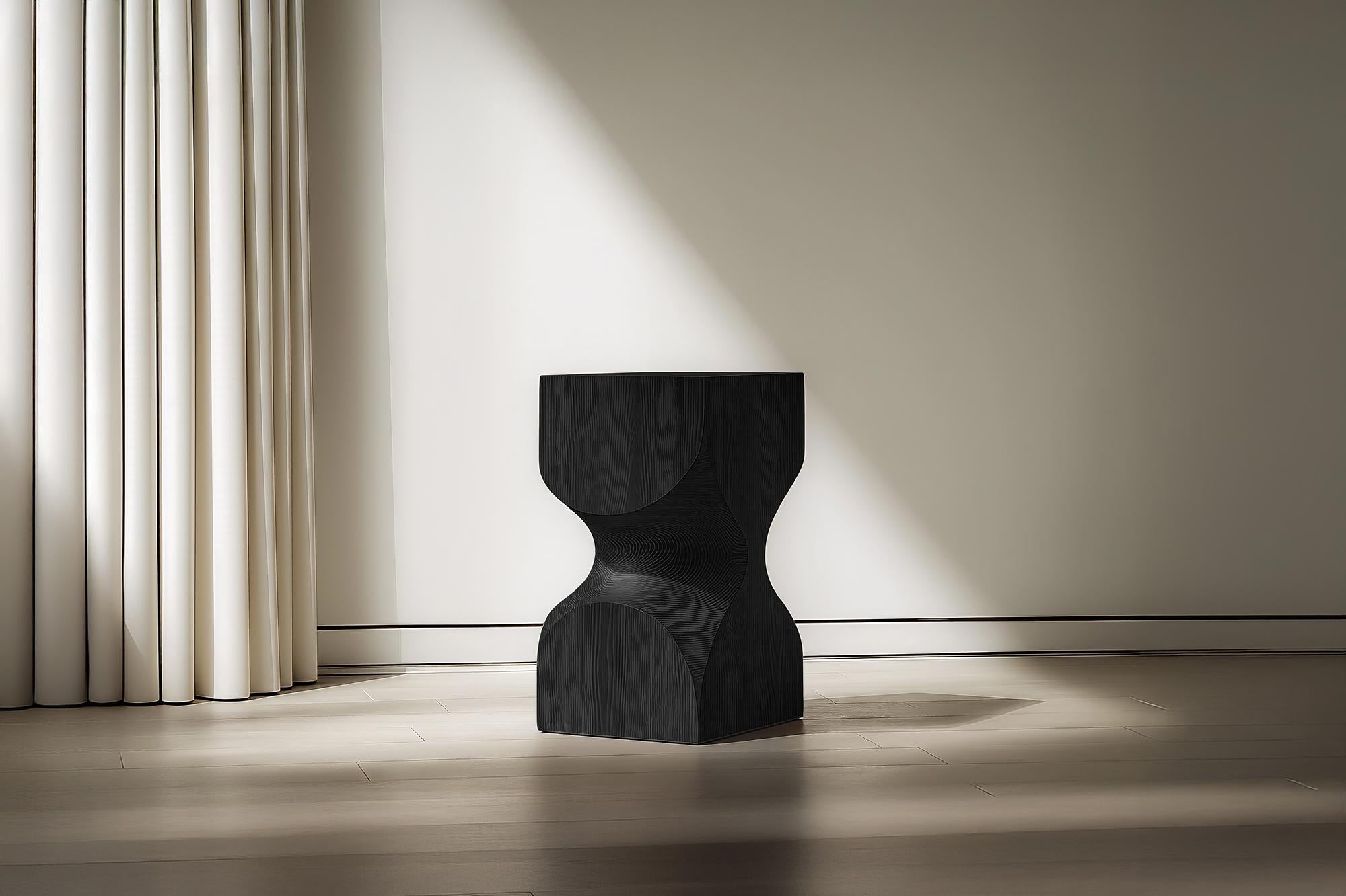 Mexican Wooden Stool Socle No63, Solid Wood Contemporary Piece by NONO For Sale