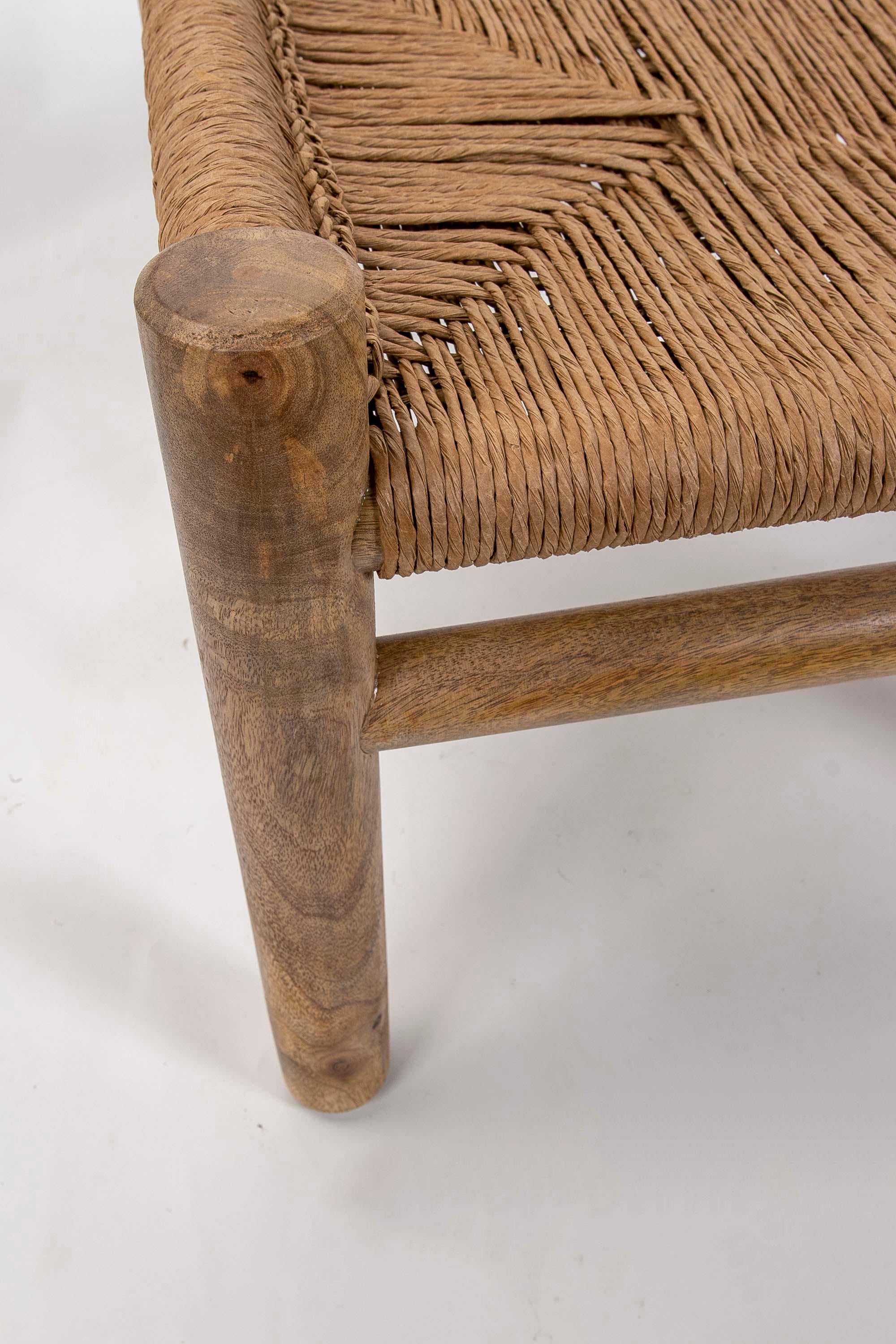 Wooden Stool with Hand-Braided Rope Seat For Sale 9