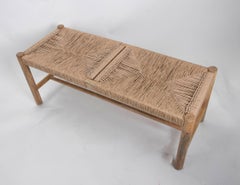 Wooden Stool with Hand-Braided Rope Seat