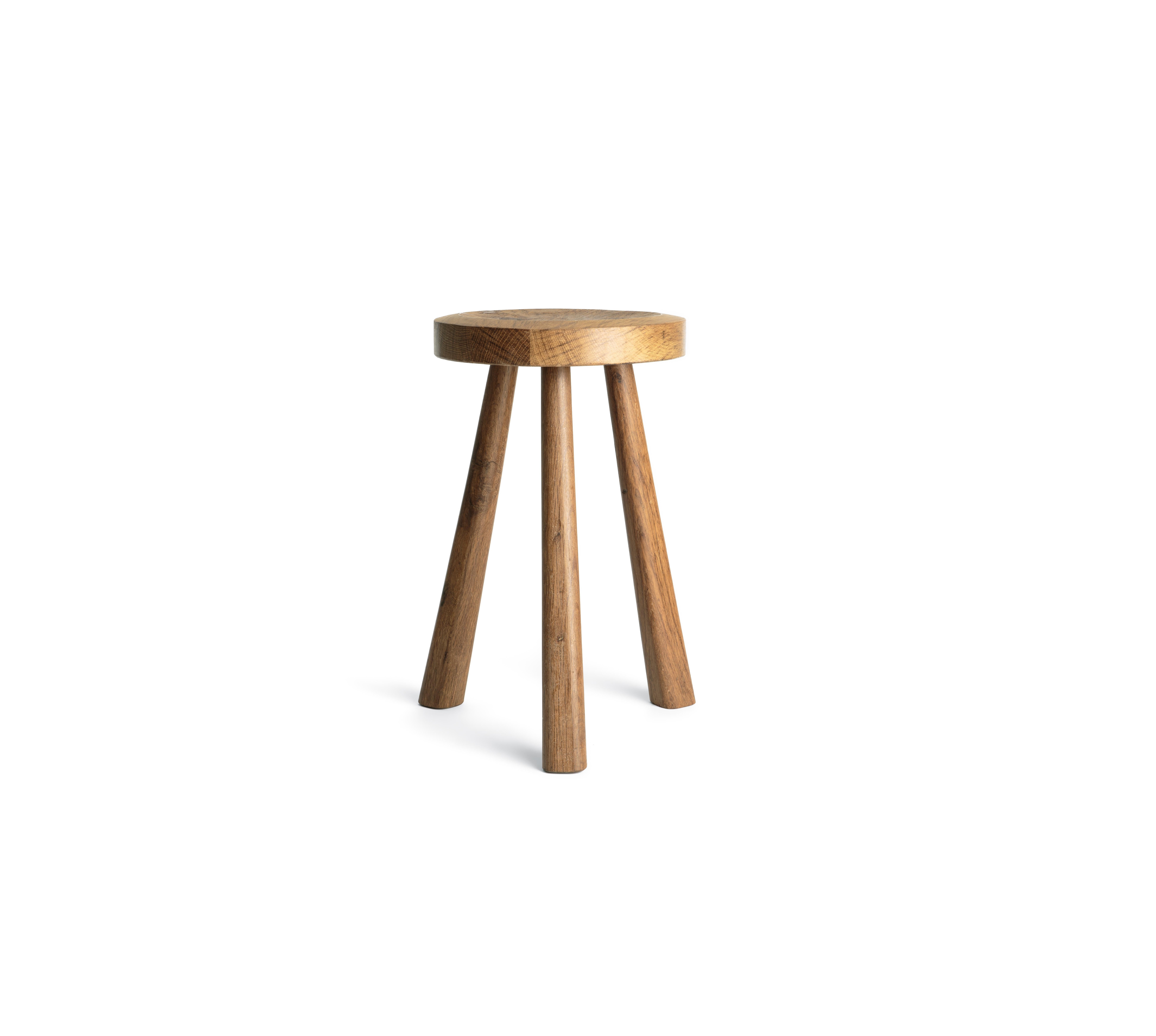 French Single Wooden Stool by Jean Touret and the Artisans of Marolles