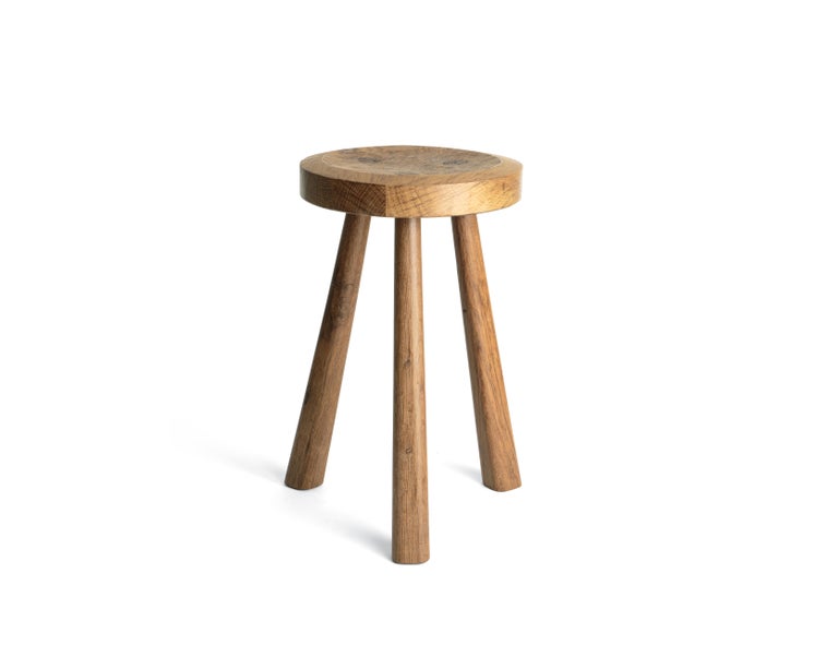 Single Wooden Stool by Jean Touret and the Artisans of Marolles For Sale at  1stDibs
