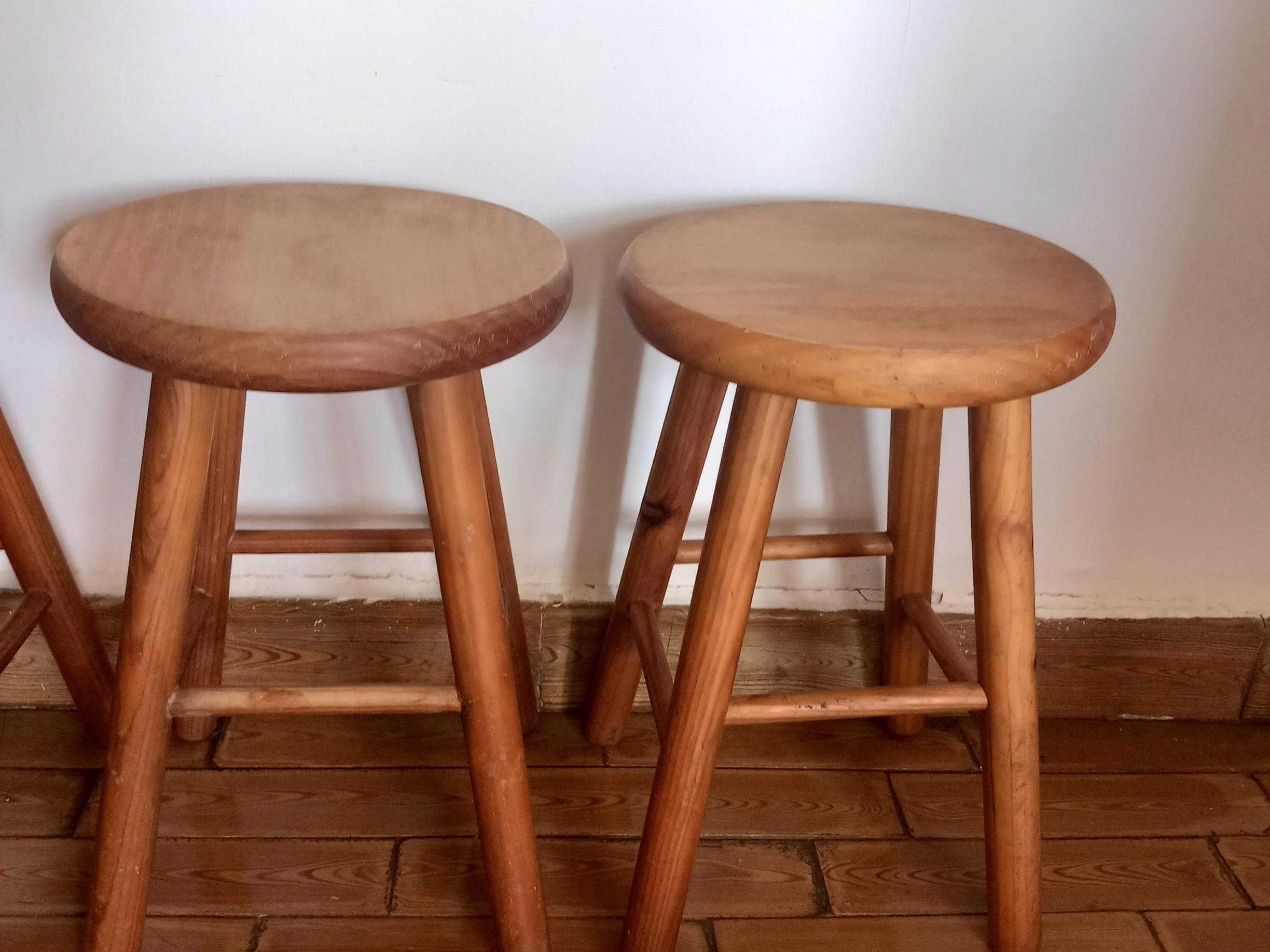 Stools from the Mid 20th Century in Natural Wood For Sale 5