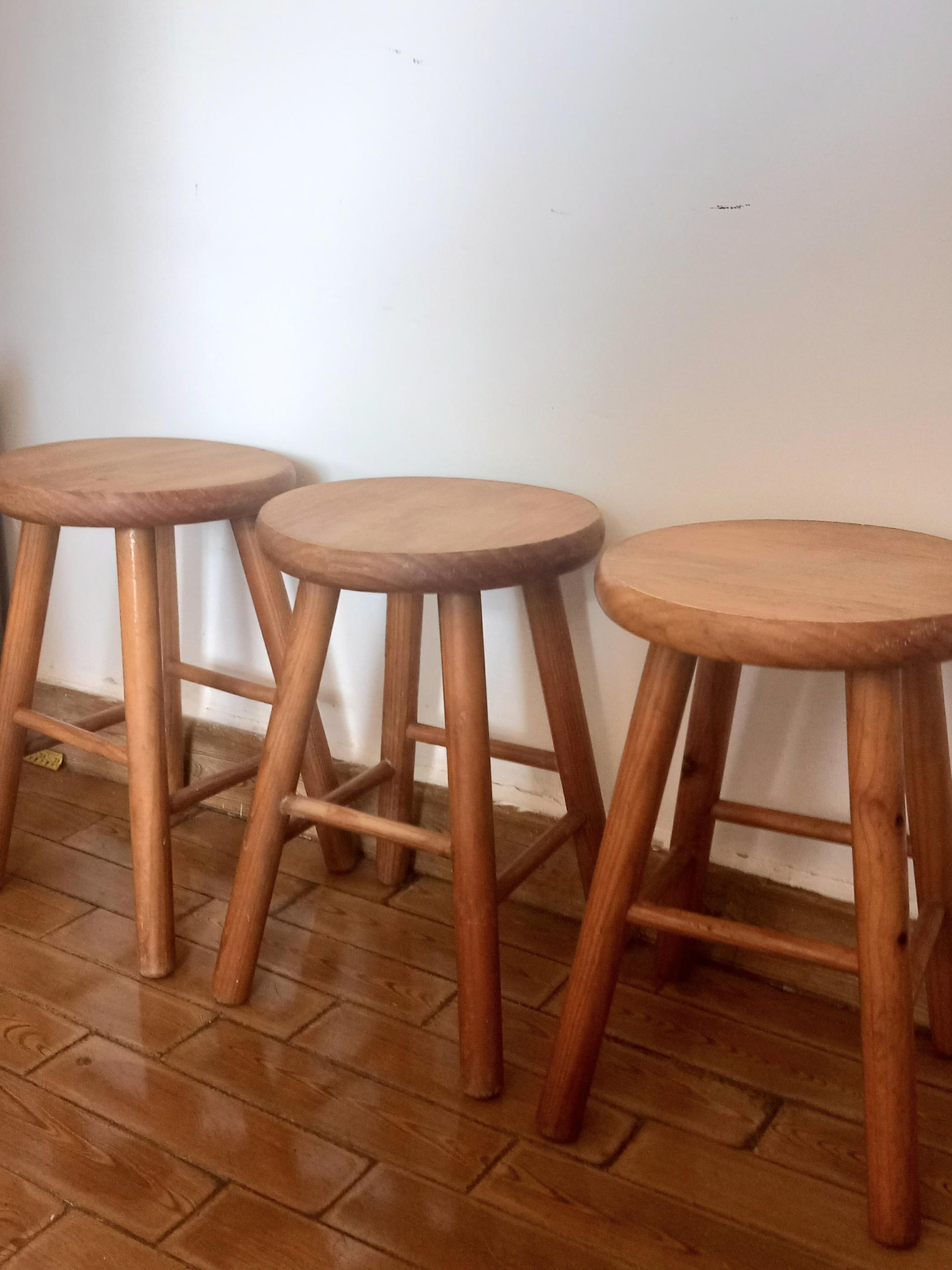Stools from the Mid 20th Century in Natural Wood For Sale 6