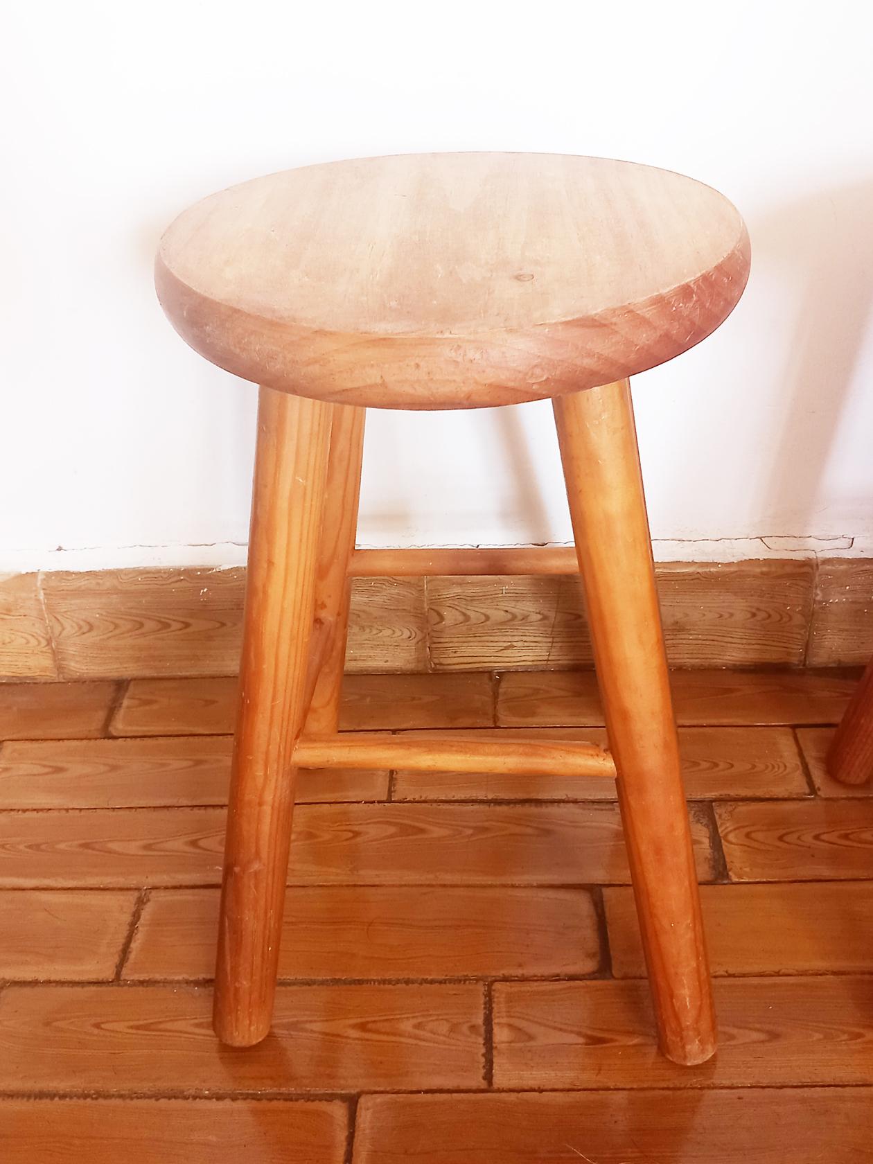Stools from the Mid 20th Century in Natural Wood For Sale 9
