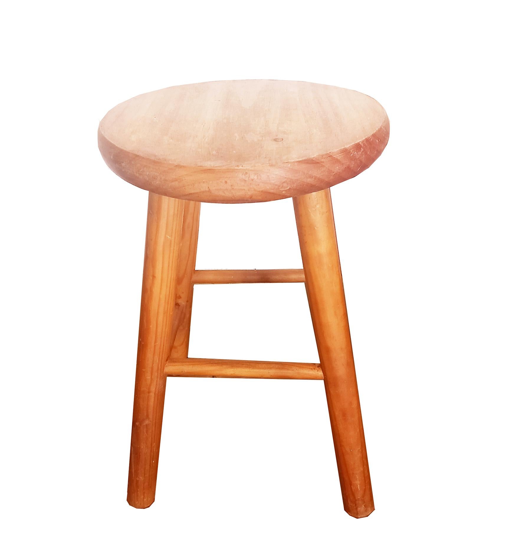 Stools from the Mid 20th Century in Natural Wood For Sale 10