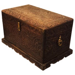 Vintage Wooden Storage Hand-Carved Decorative Box