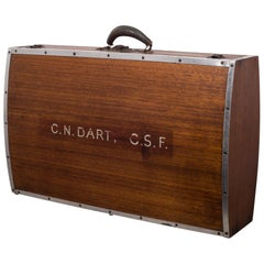 Wooden Suitcase with Leather Handle, circa 1940