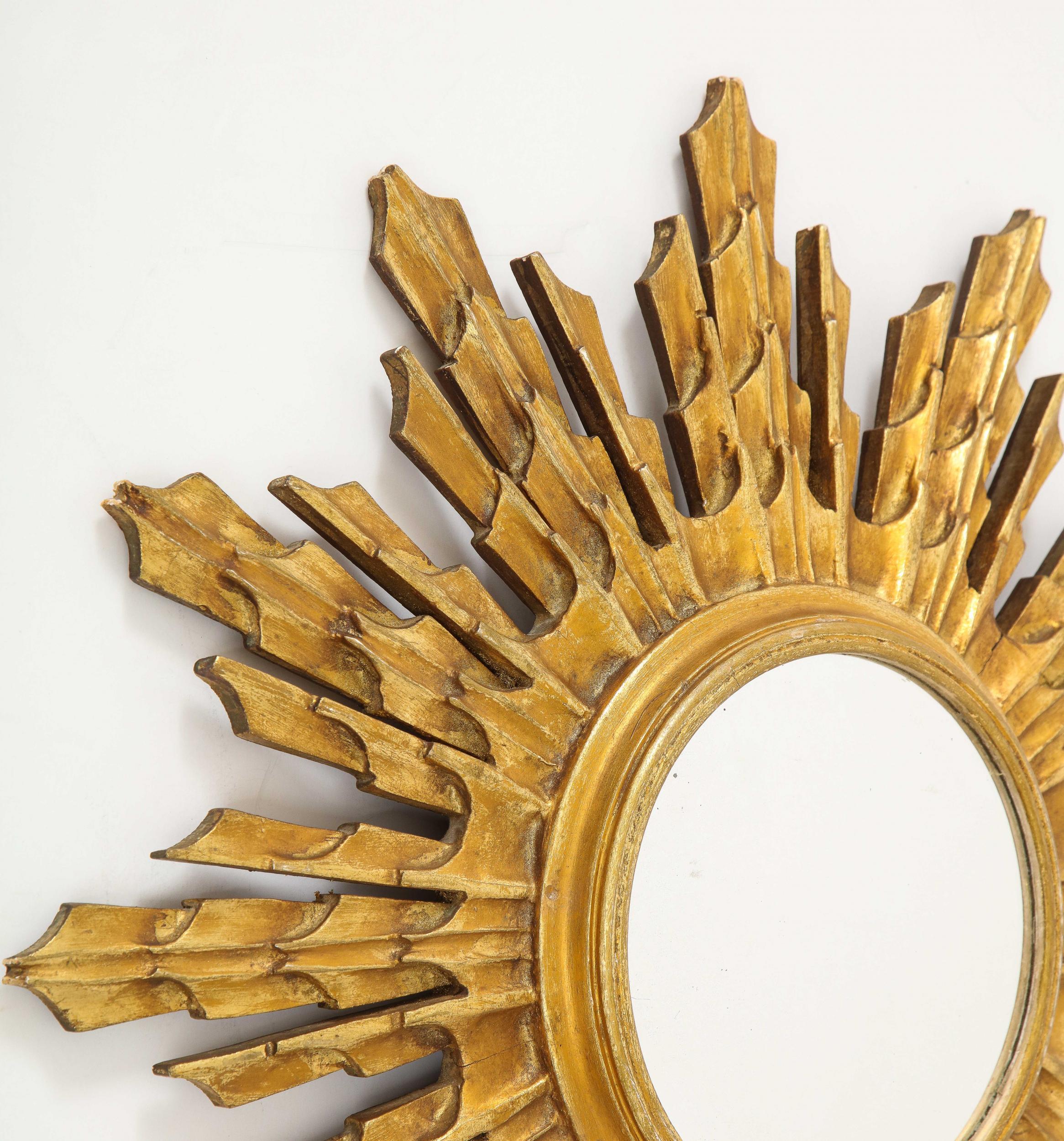 20th Century Wooden Sunburst Mirror