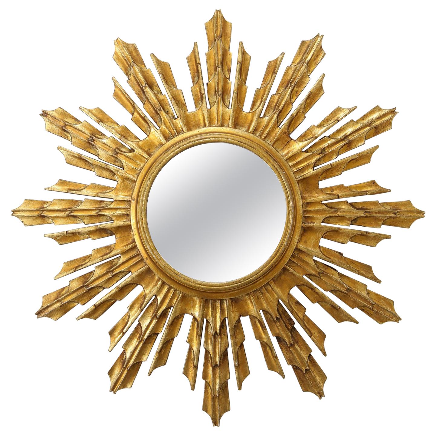 MidCentury Modern Sunburst Mirror For Sale at 1stDibs