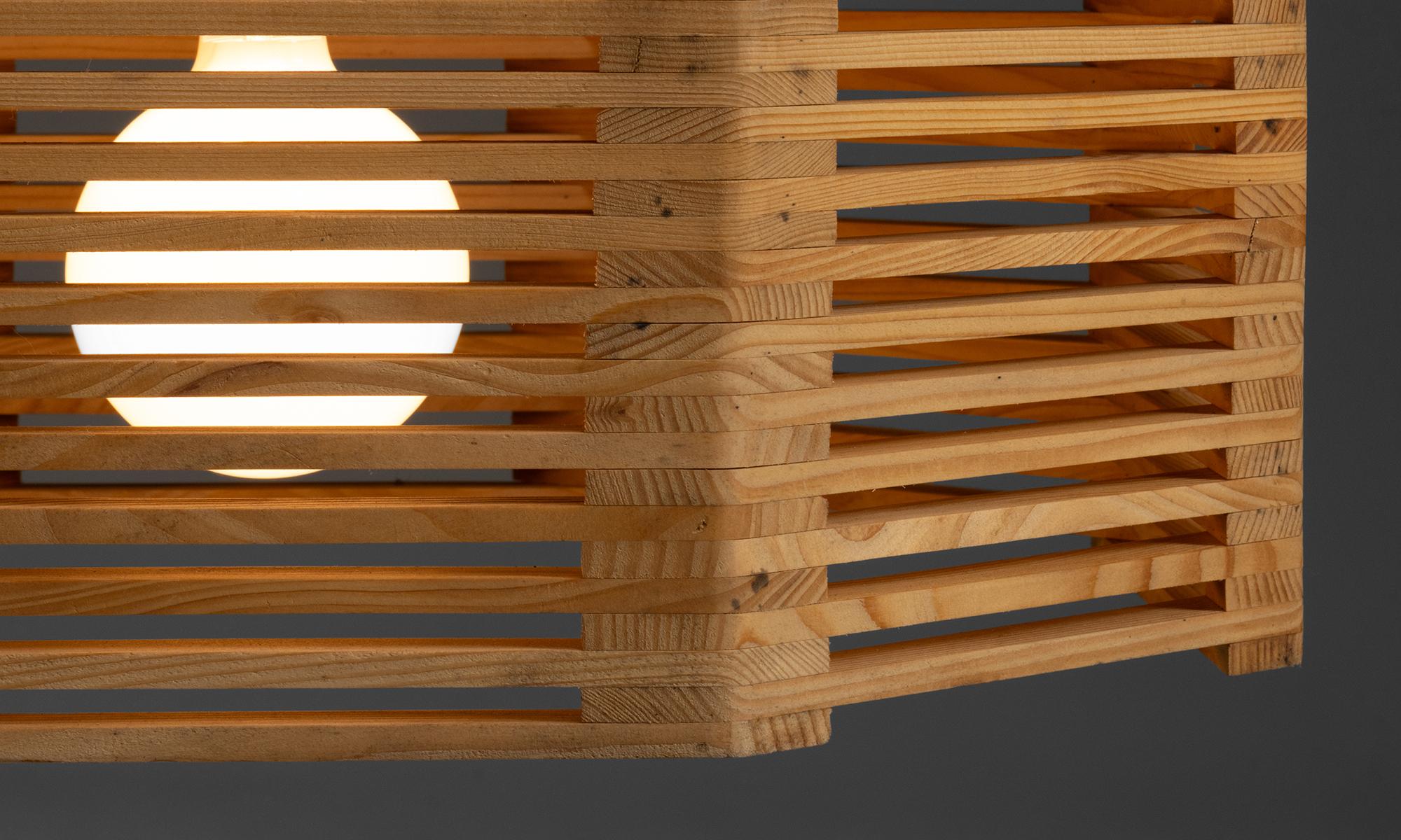 Mid-20th Century Wooden Suspension Lights, France circa 1960