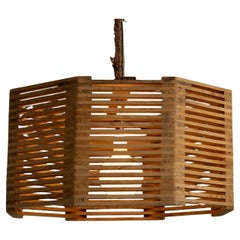 Wooden Suspension Lights, France circa 1960