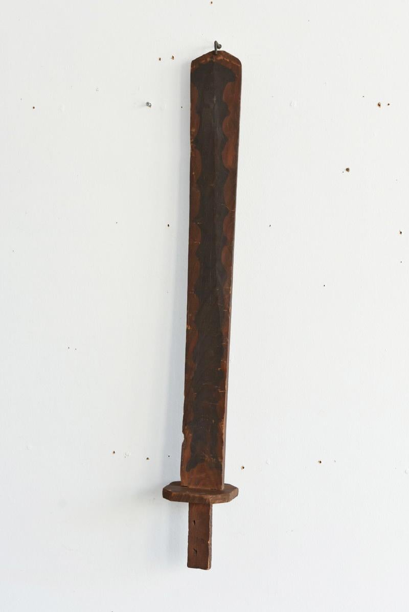 Holz Schwert eines alten japanischen Buddha aus Holz / 1800-1900 / Wandmontiertes Objekt im Angebot 7