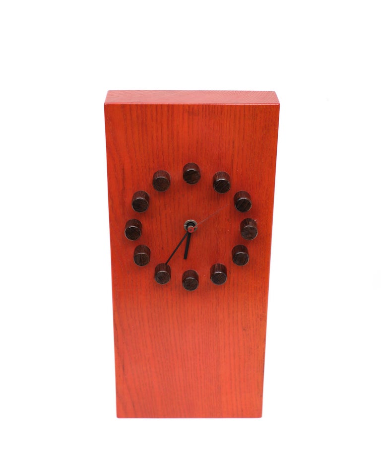 Wooden Table Clock 1970s Dutch For Sale at 1stDibs