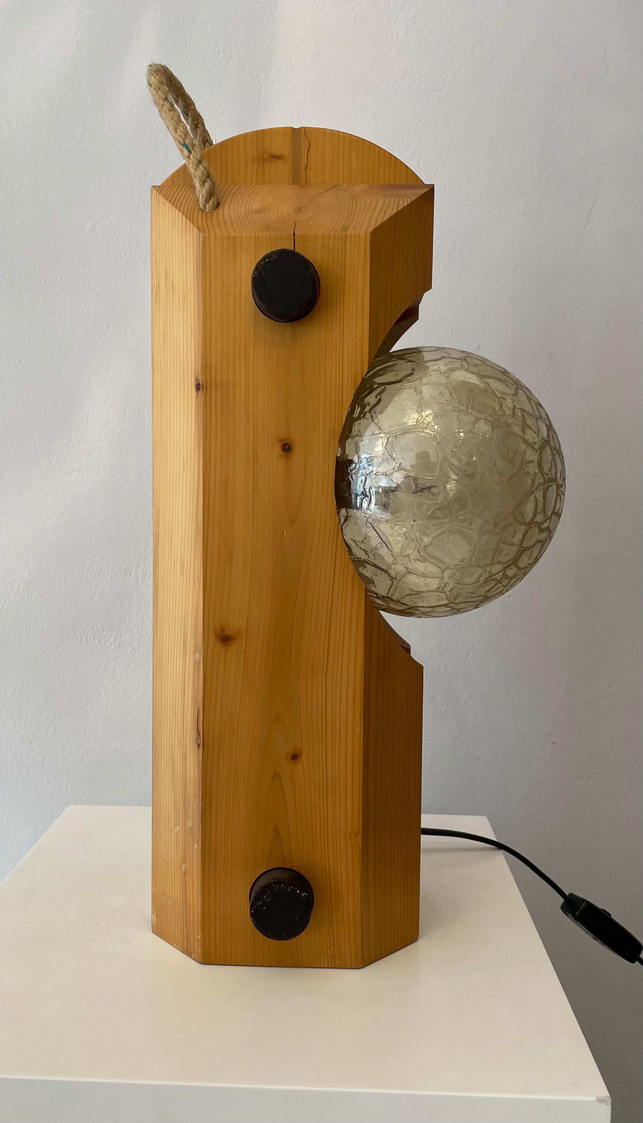 Wooden table lamp by Temde Leuchten - Germany 1970s.