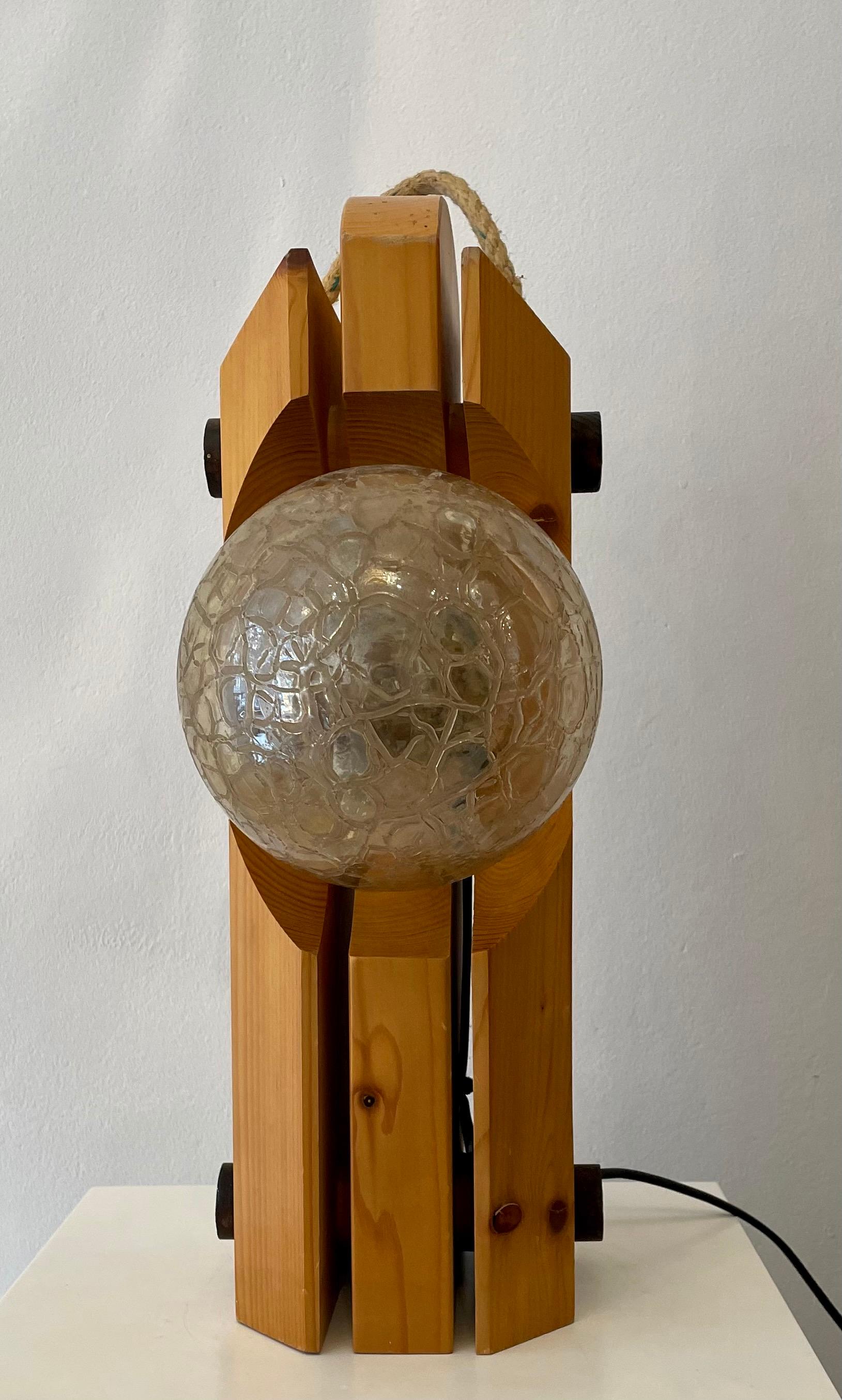 Wooden Table Lamp by Temde Leuchten, Germany, 1970s In Good Condition For Sale In Brussels, BE