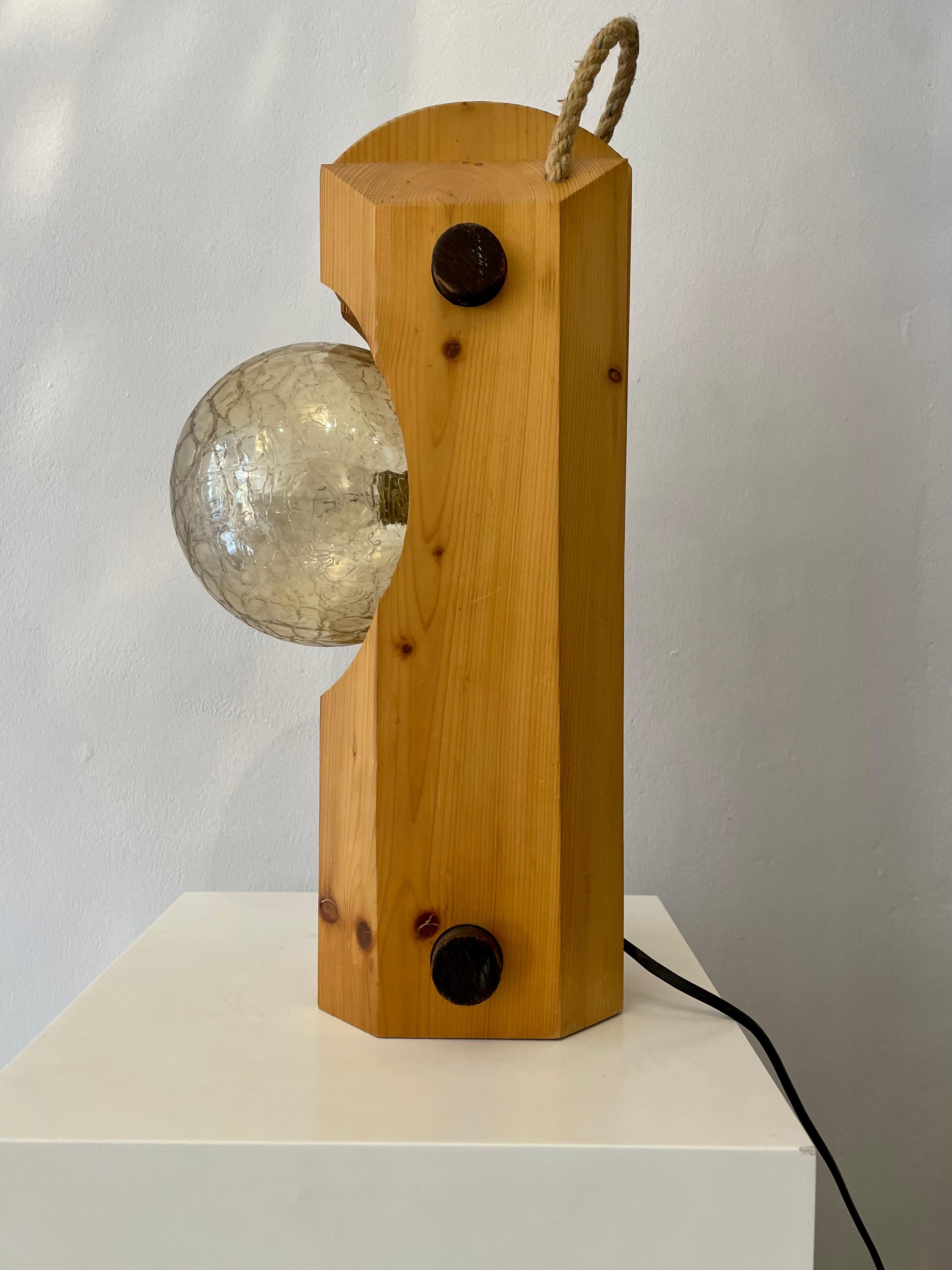 Late 20th Century Wooden Table Lamp by Temde Leuchten, Germany, 1970s For Sale