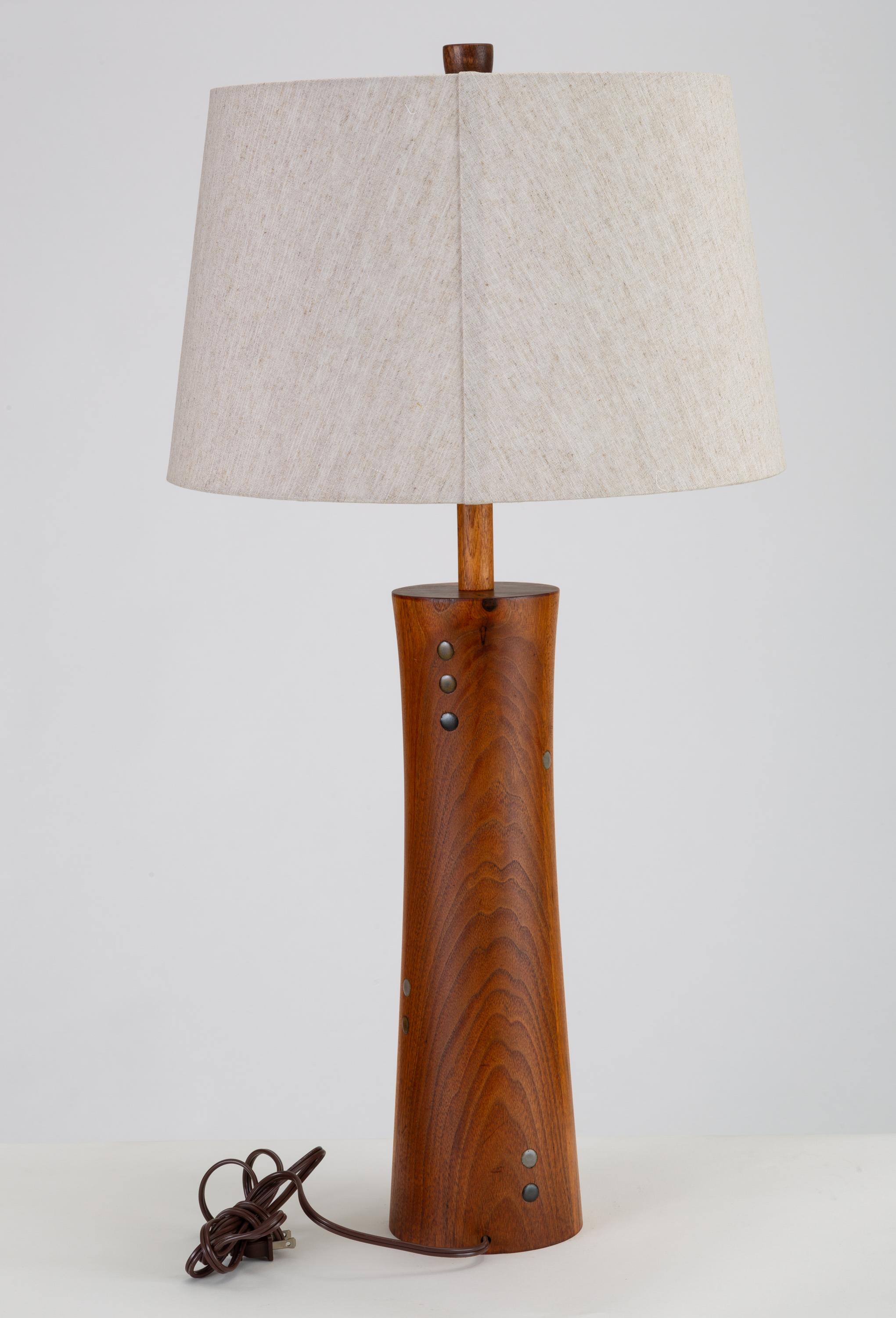 Mid-Century Modern Wooden Table Lamp with Tile Inlay by Gordon & Jane Martz