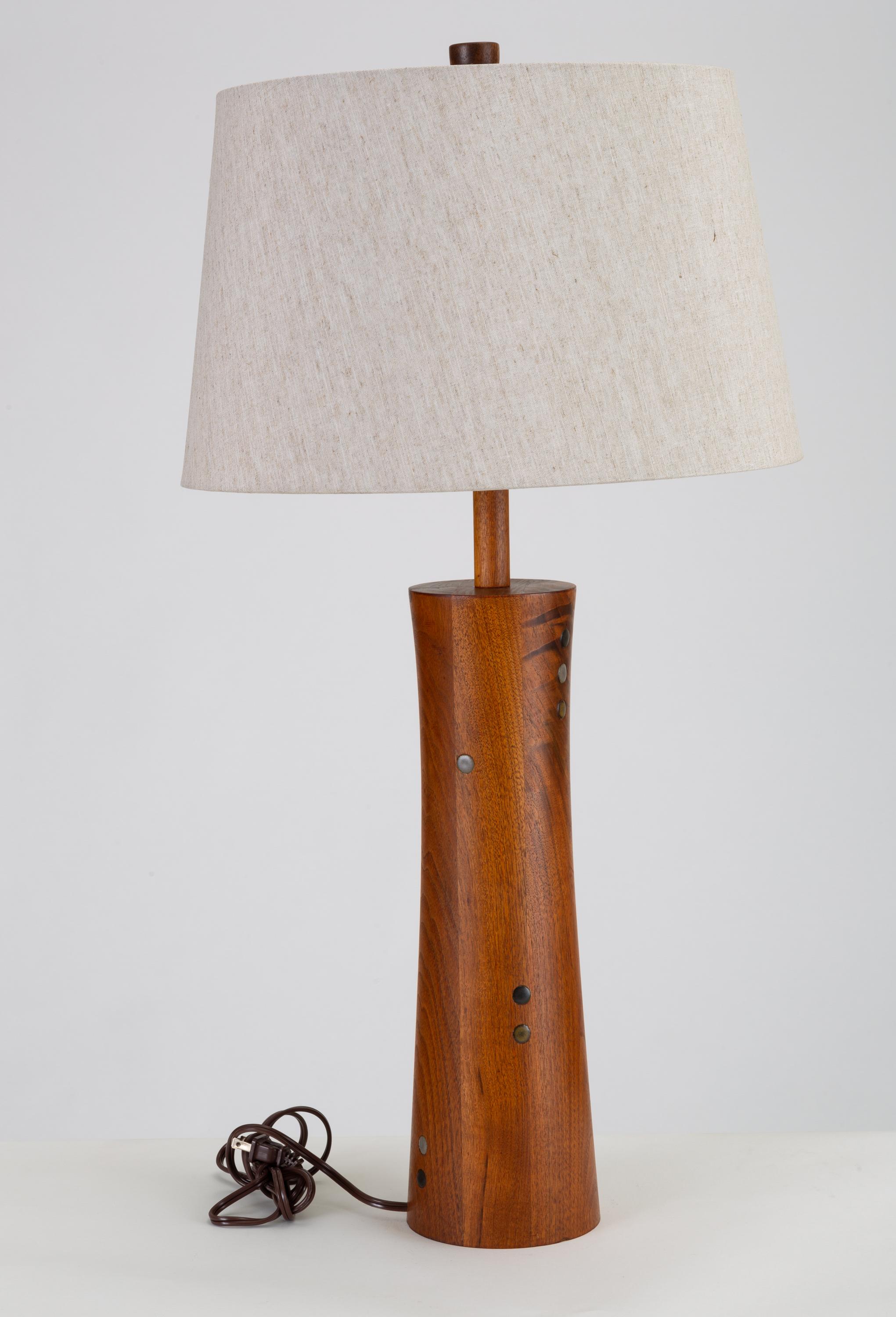 American Wooden Table Lamp with Tile Inlay by Gordon & Jane Martz