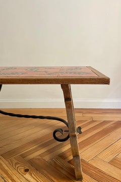 Wooden Table with Glazed Ceramic Table Top