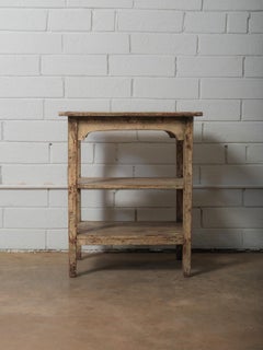 Wooden Table With Lower Shelves