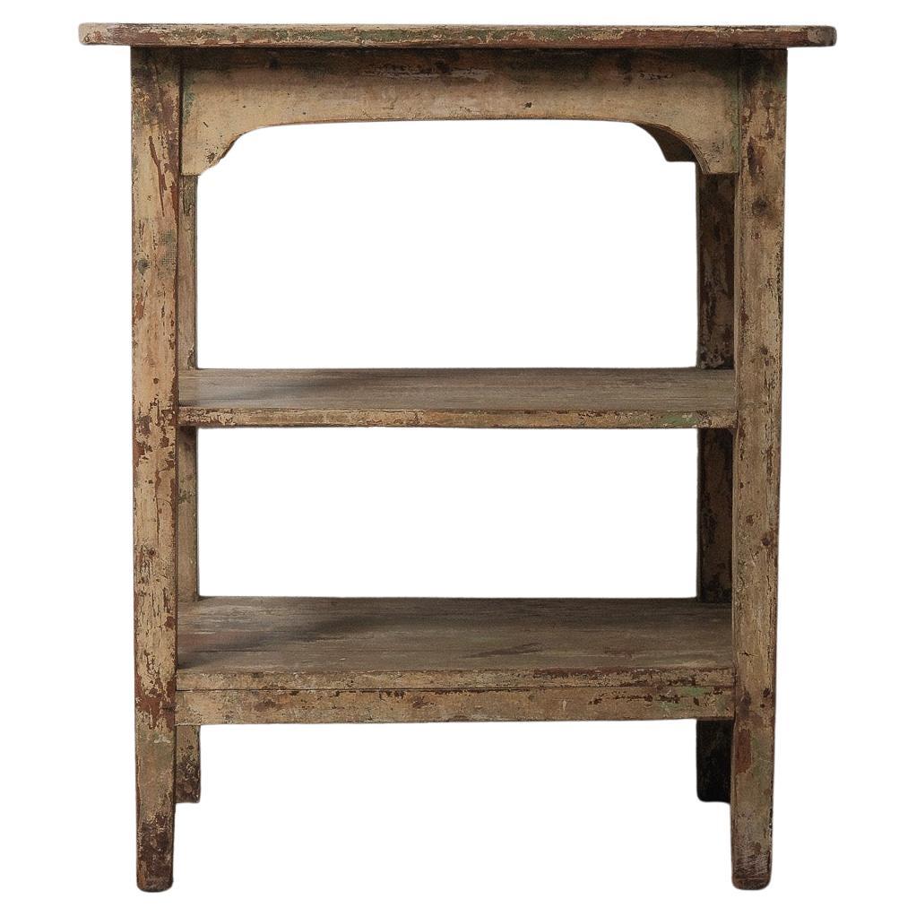 Wooden Table With Lower Shelves