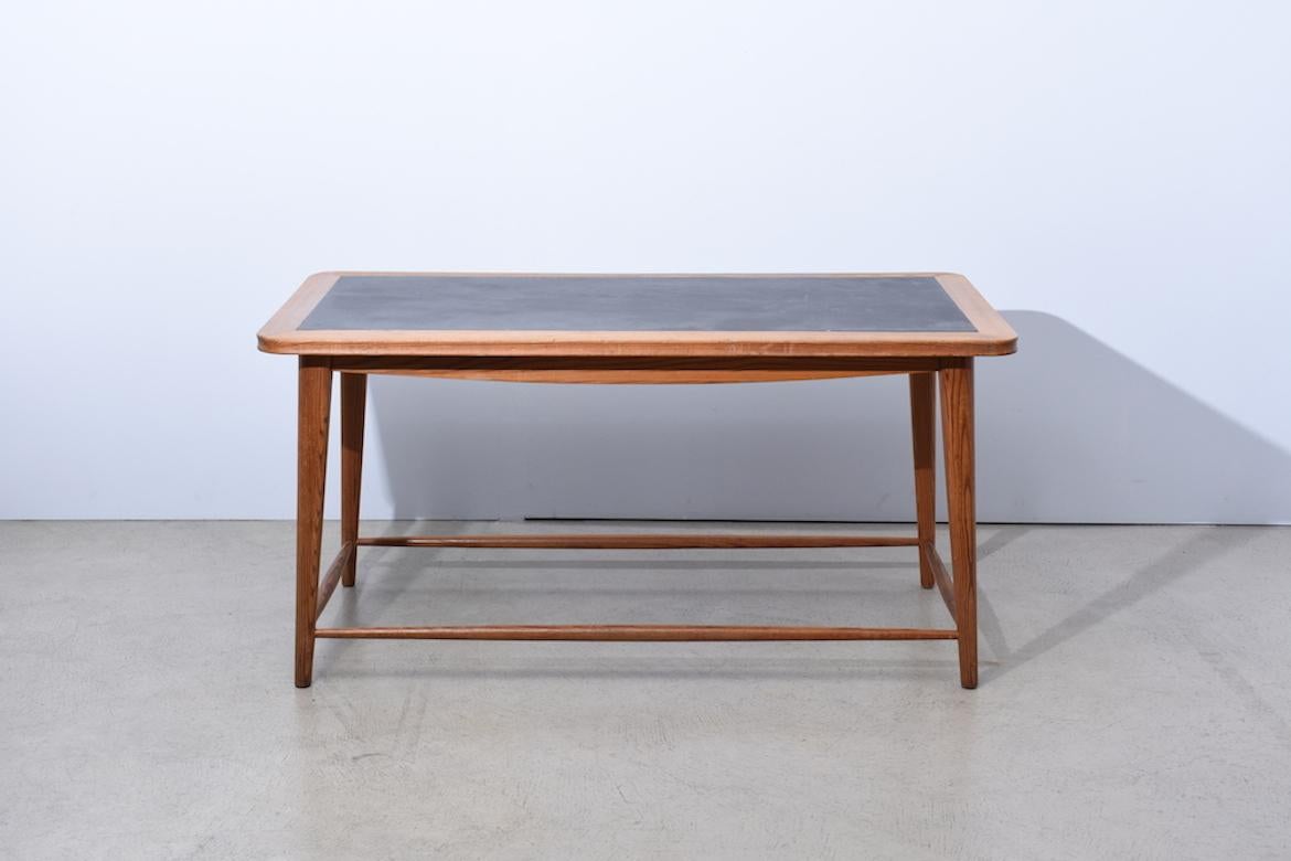 Mid-20th Century Wooden table with slate top, attributed to Jacob Müller, 1950s, Switzerland For Sale