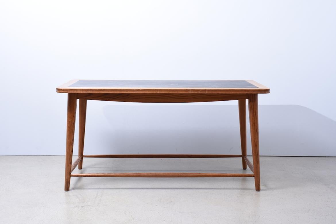 Slate Wooden table with slate top, attributed to Jacob Müller, 1950s, Switzerland For Sale