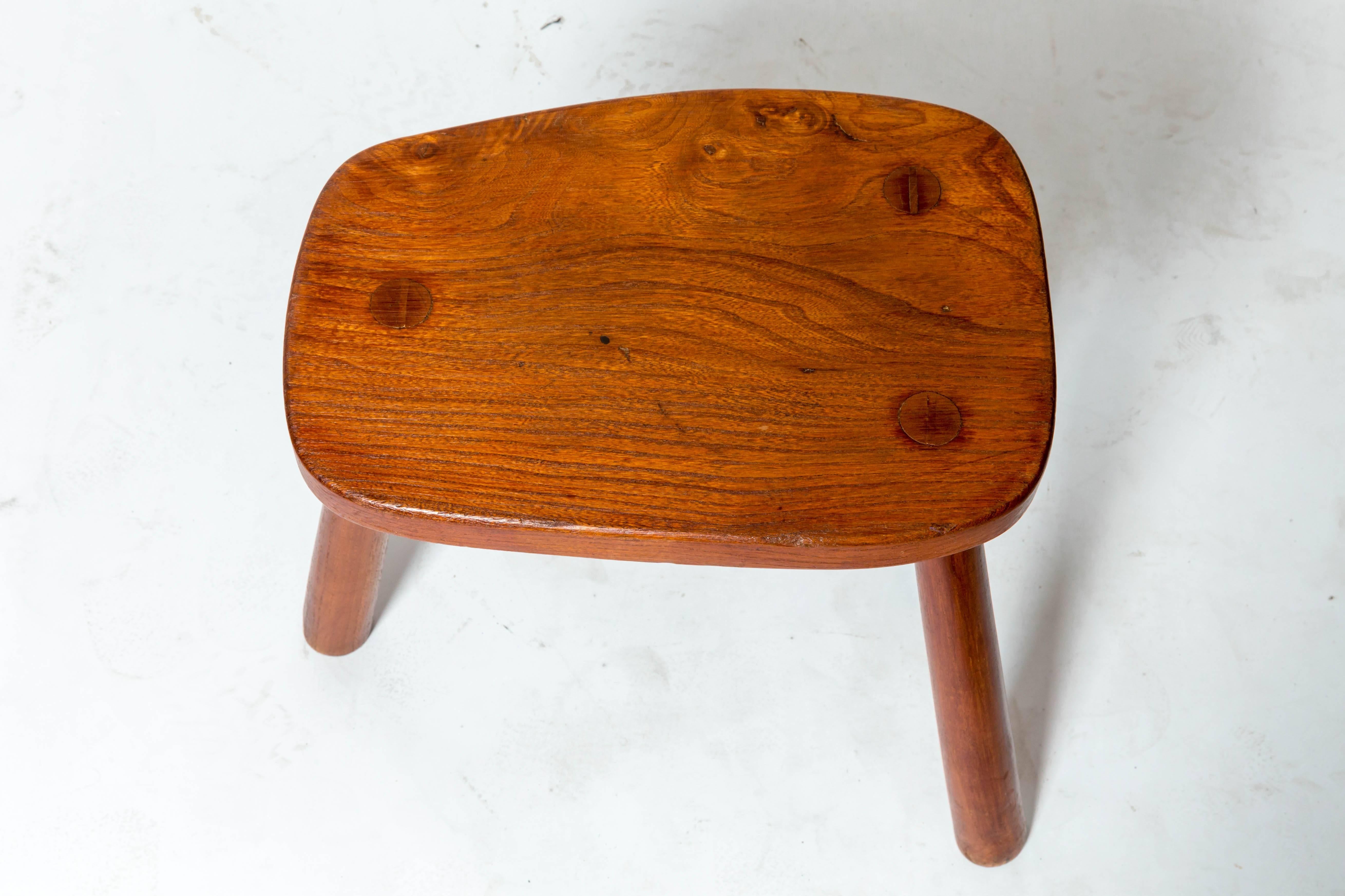 Three-Leg Wooden Tabouret, France, circa 1950s 5