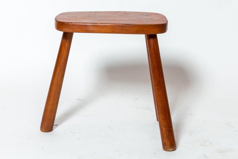 Three-Leg Wooden Tabouret, France, circa 1950s For Sale 1