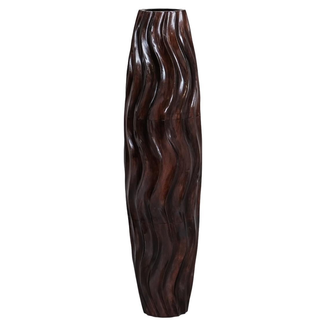 Wooden Tall French Mid-Century Decorative Vase For Sale