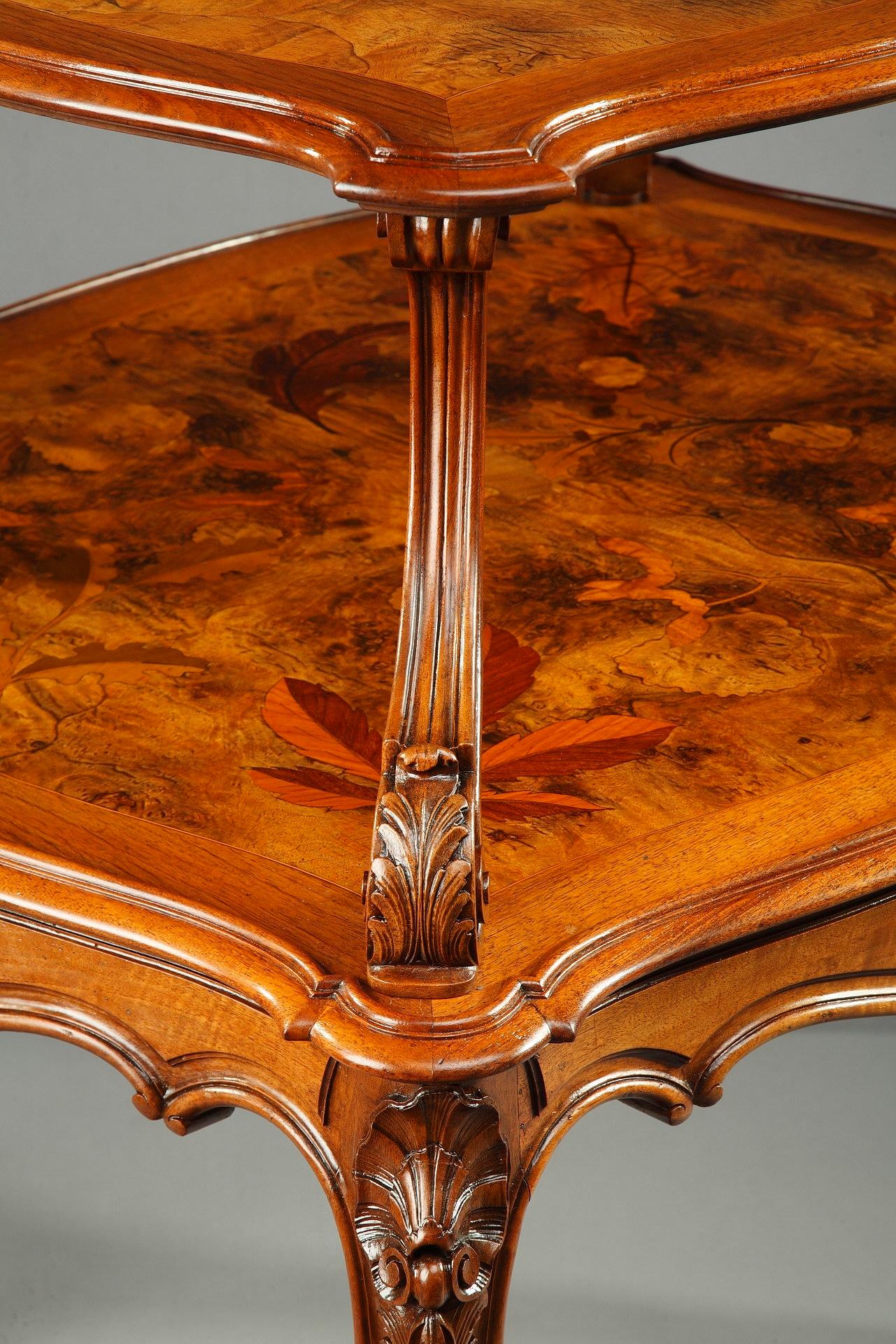 Wooden Tea Table with Polychrome Marquetry Decoration, Art Nouveau Period 8