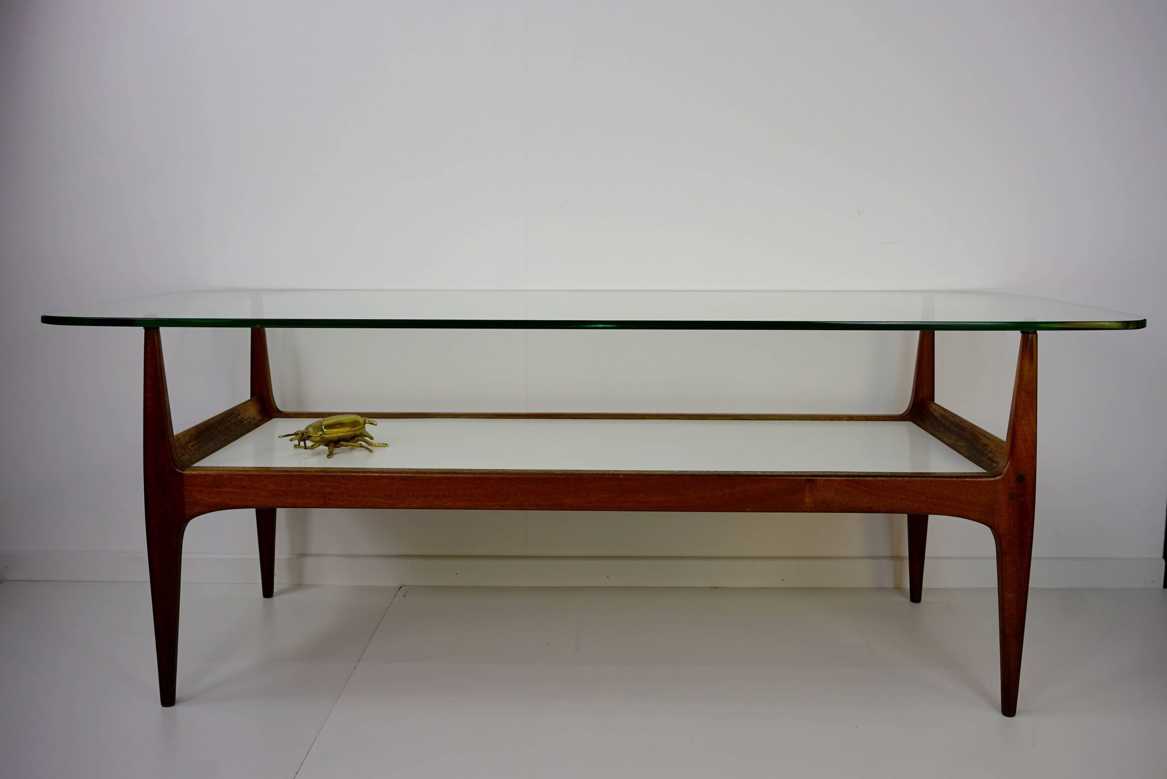 Wooden Teak and Glass Coffee Table by Jos De Mey 3