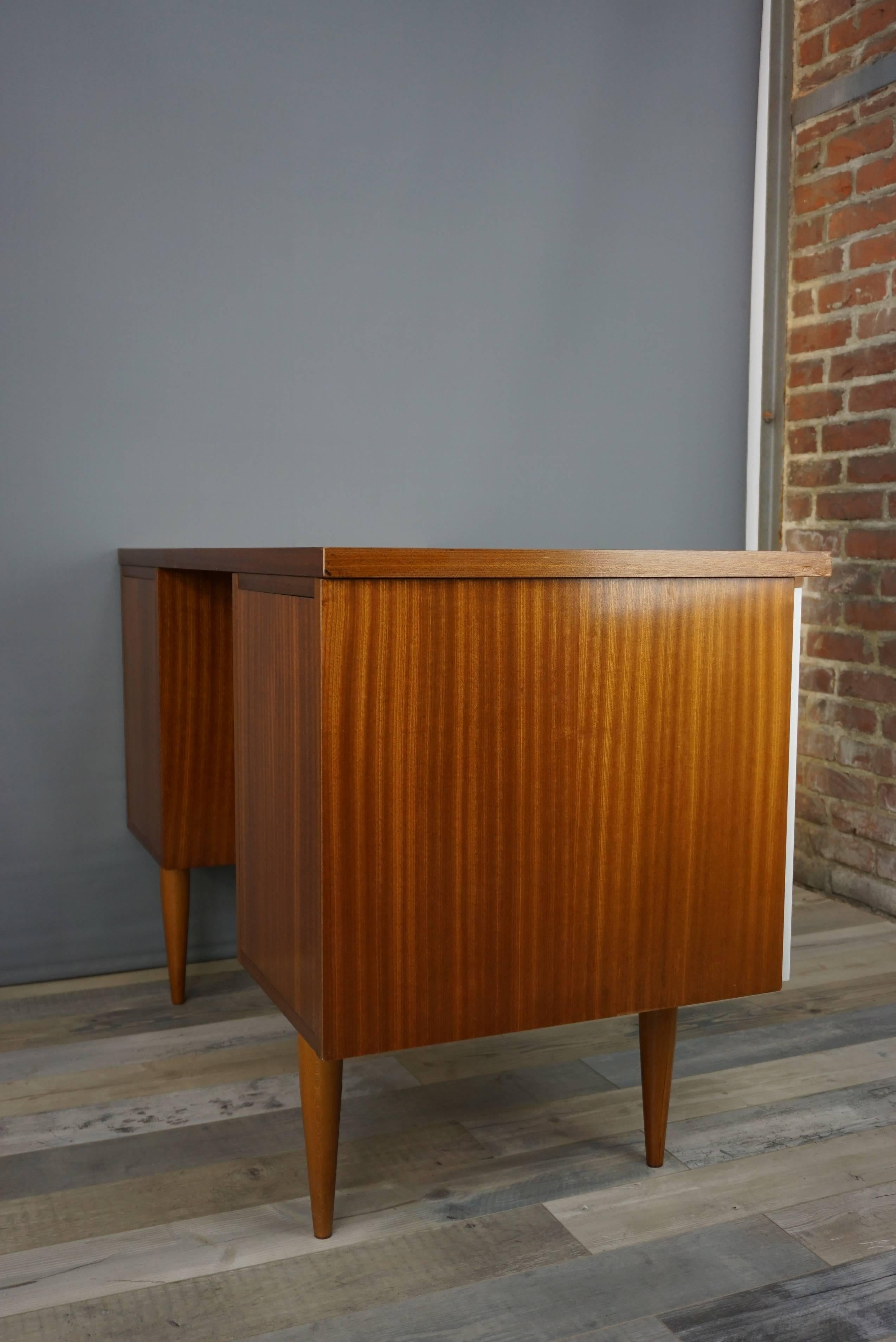 Wooden Teak and White Lacquer Desk Design from the 1960s 1