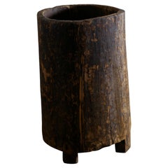 Wooden Teak Naga Pot Barrel Planter in a Wabi Sabi Style, India