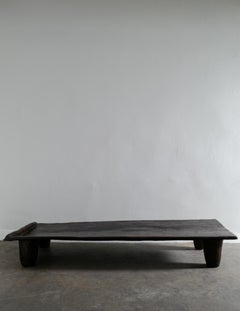 Wooden Teak Primitive Naga Coffee Table Bench in a Wabi Sabi Style, India