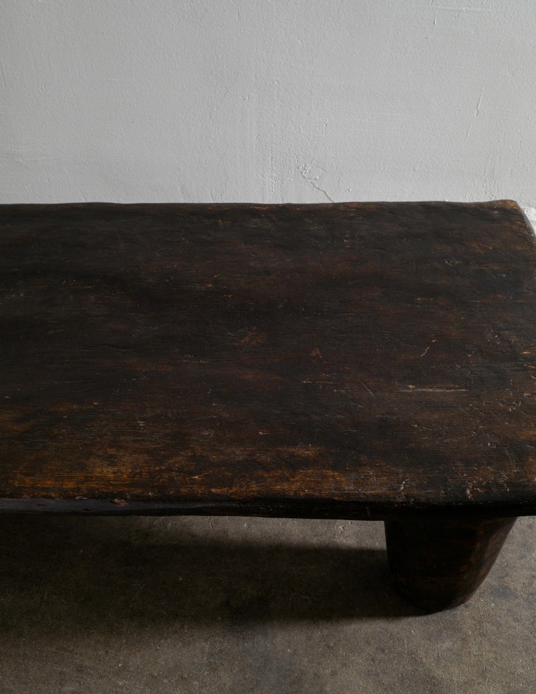 20th Century Wooden Teak Primitive Naga Coffee Table Bench in a Wabi Sabi Style, India For Sale