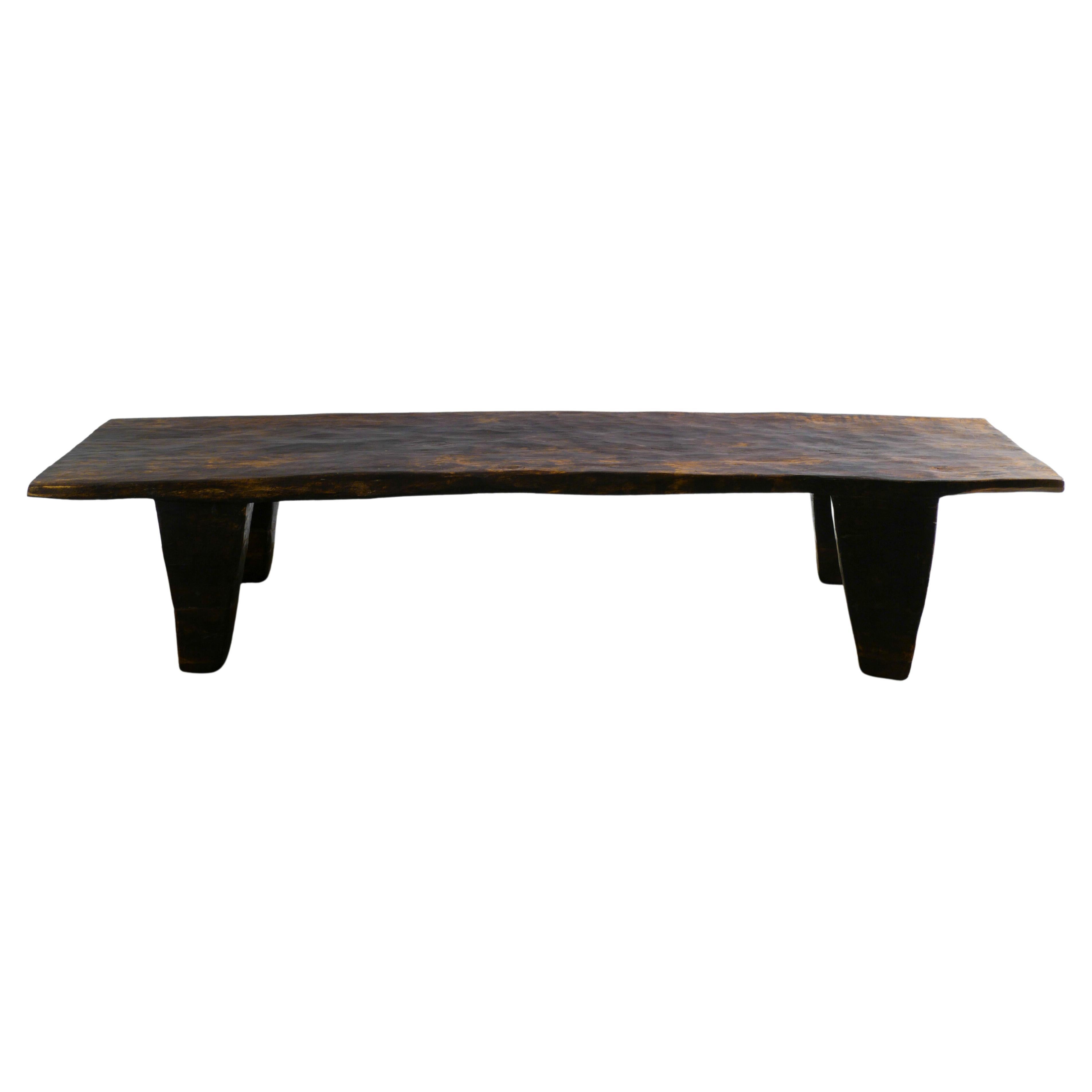 Wooden Teak Primitive Naga Coffee Table or Bench in a Wabi Sabi Style, India