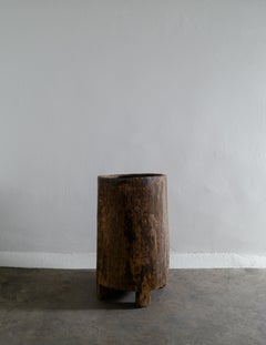 Wooden Teak Naga Pot Barrel Planter in a Wabi Sabi Style, India