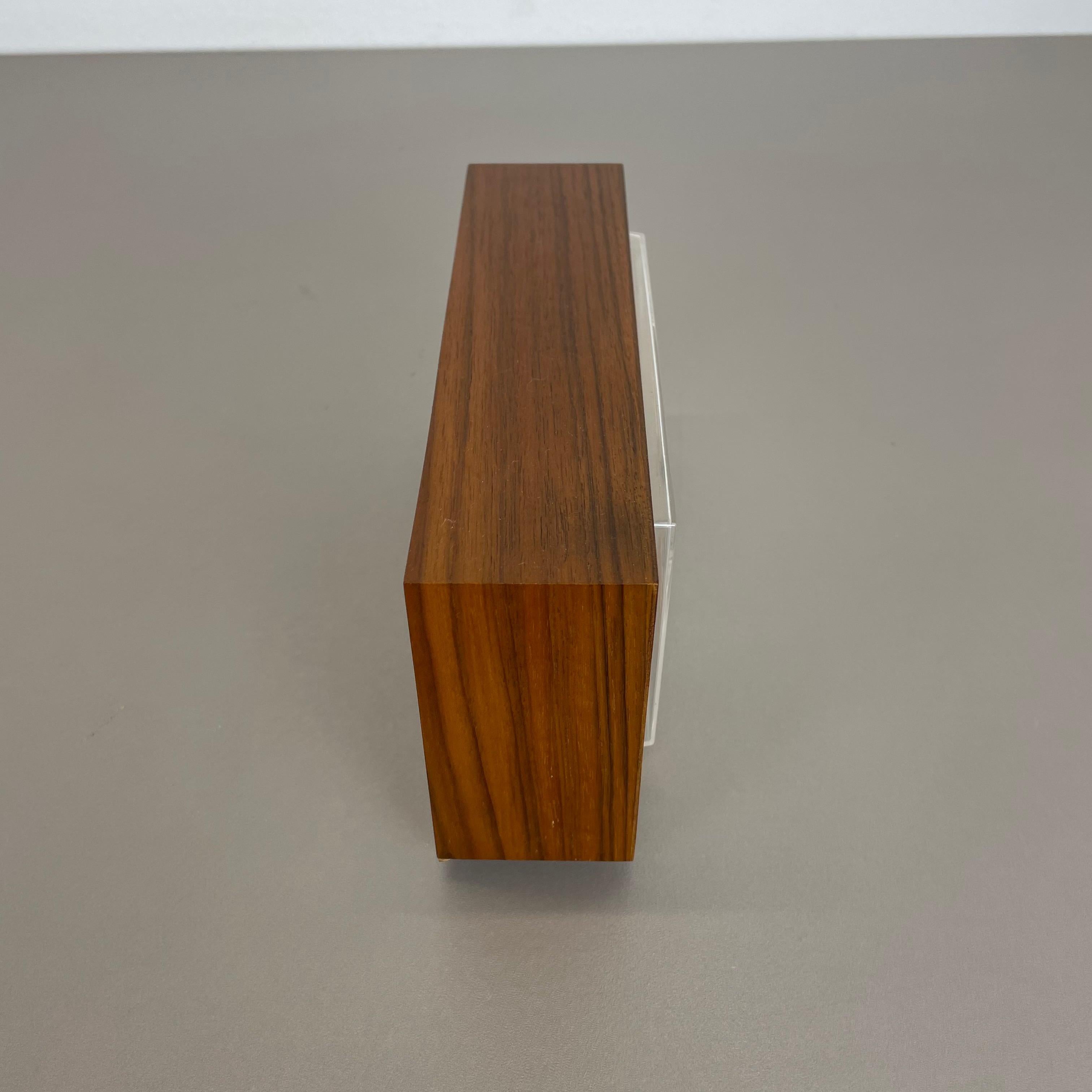 Wooden Teak Table Clock Max Bill Style Junghans Electronic, Germany, 1960s 3