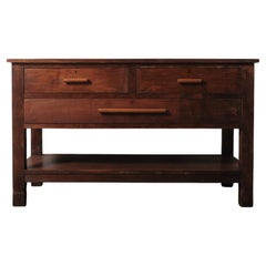 Wooden Three-Drawer Console with Lower Shelf