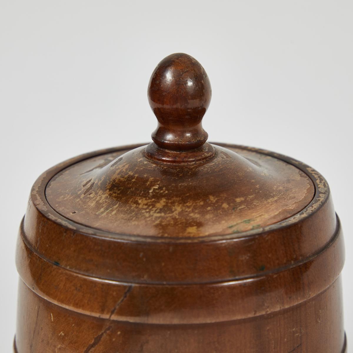 Art Deco Wooden Tobacco Jar from 1920s Belgium