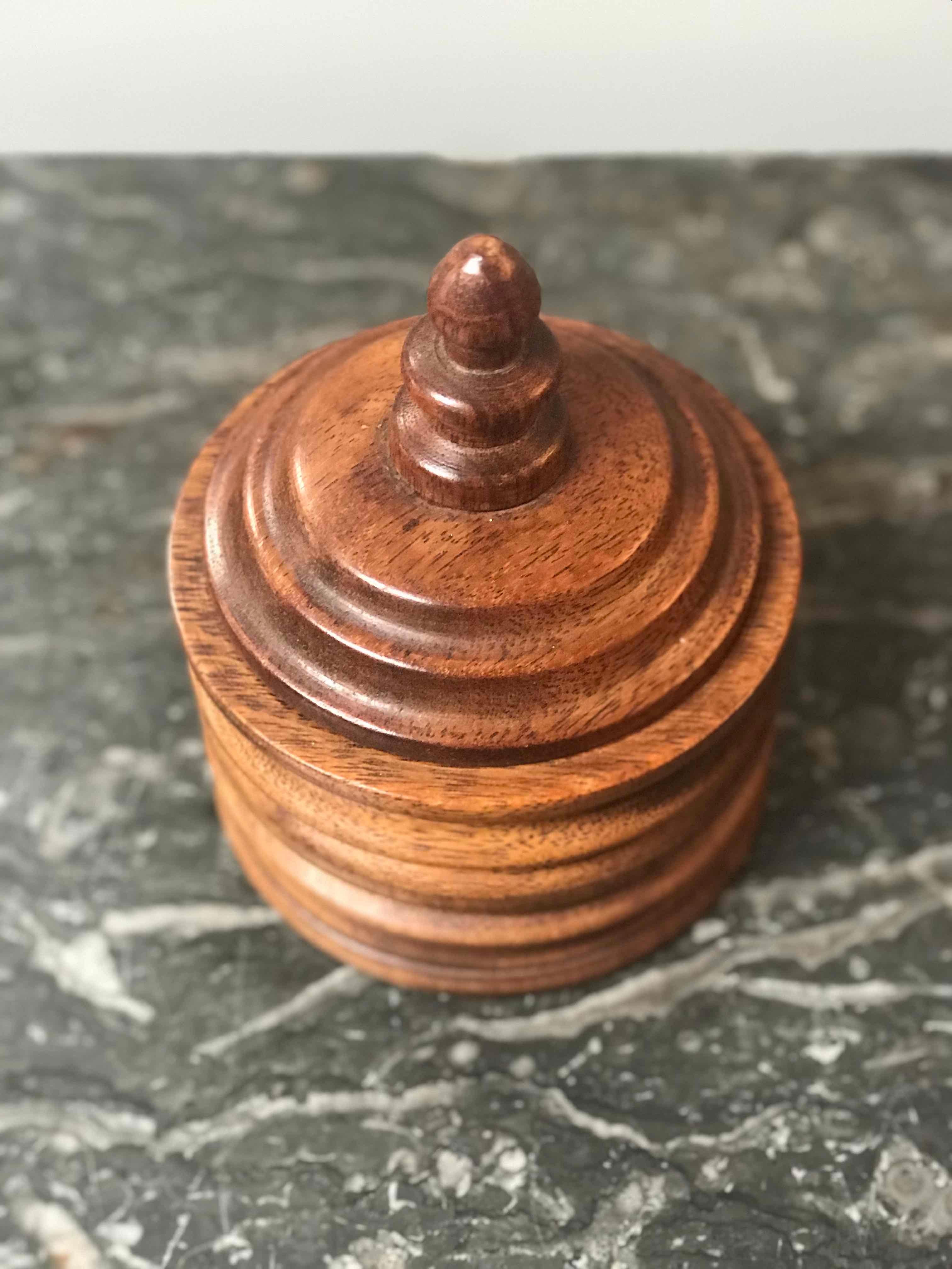 Art Deco Wooden Tobacco Jar from 1920s Belgium 