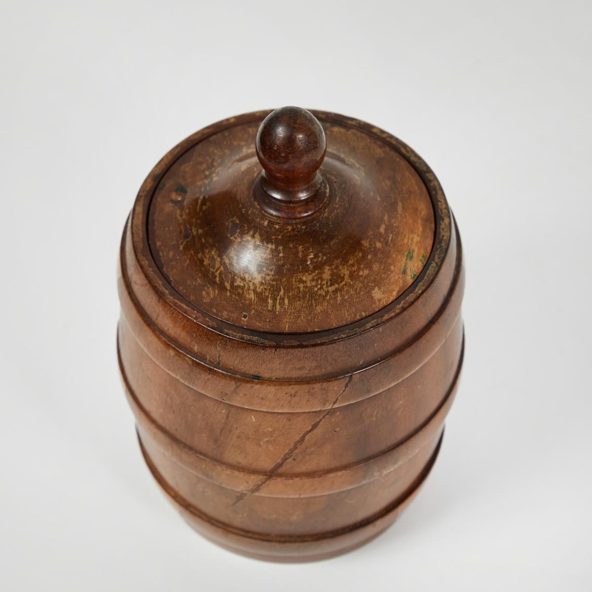 Belgian Wooden Tobacco Jar from 1920s Belgium