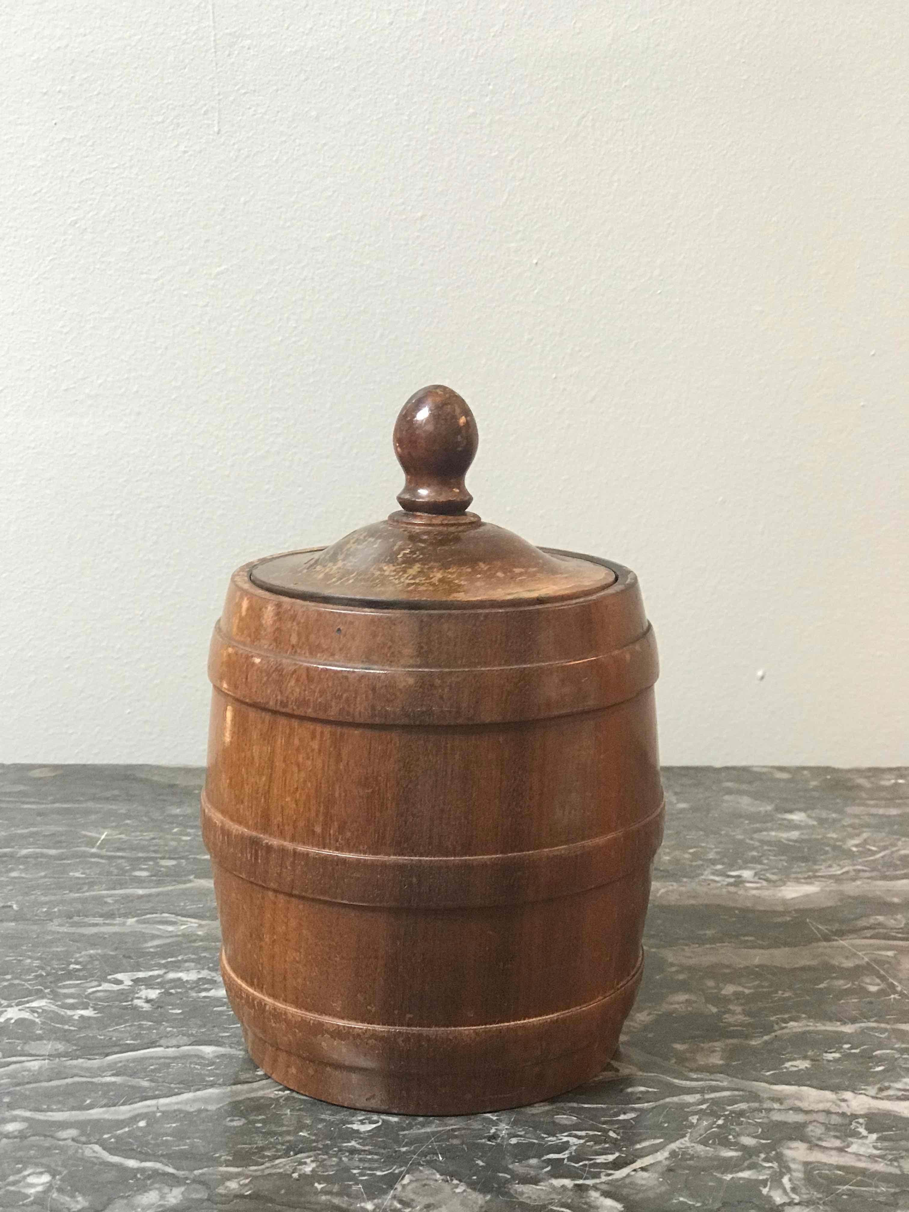 Belgian Wooden Tobacco Jar from 1920s Belgium 