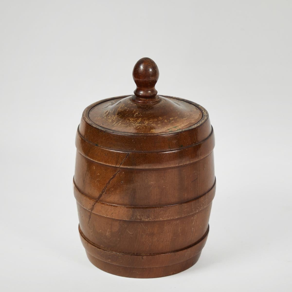 Wooden Tobacco Jar from 1920s Belgium In Good Condition In Los Angeles, CA