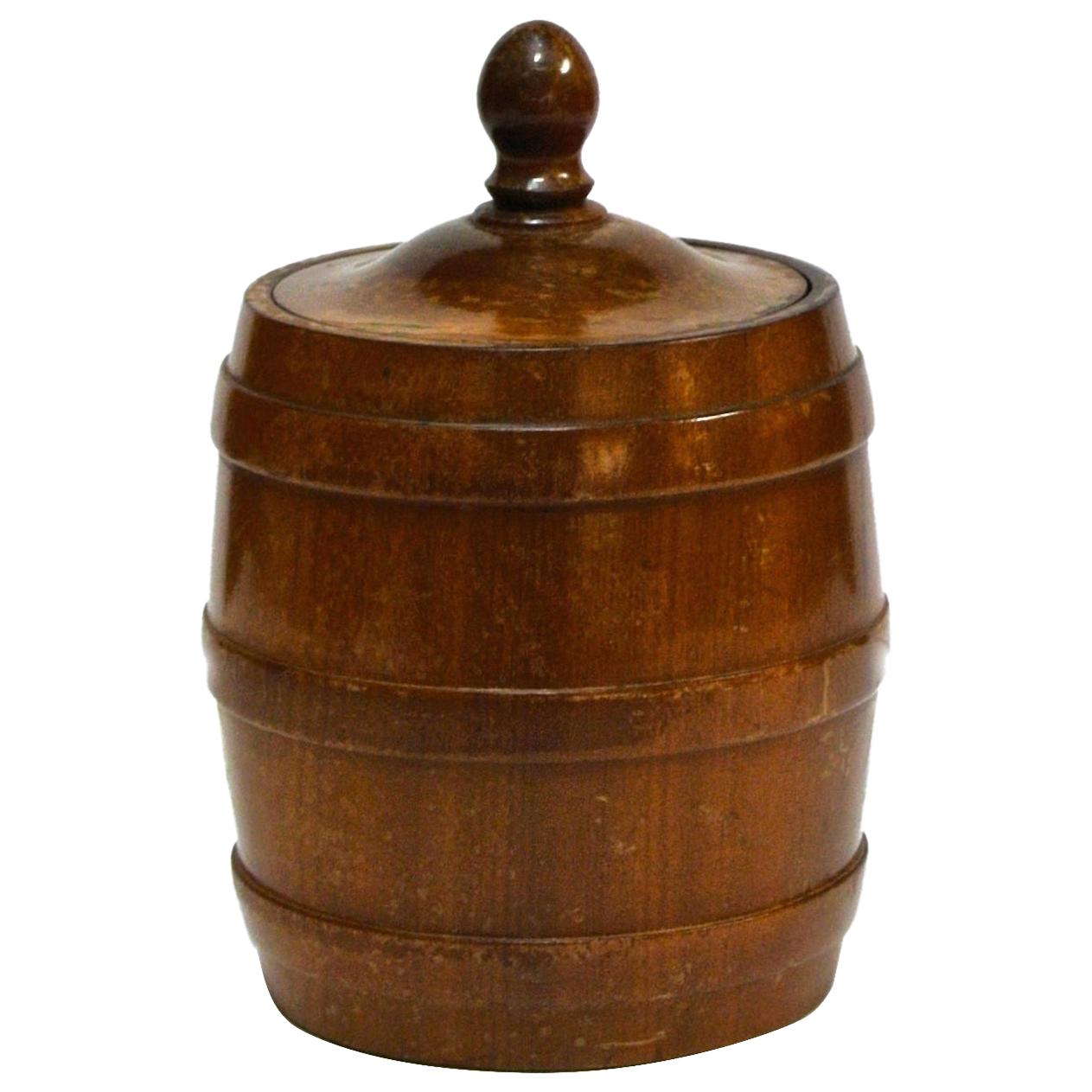 Wooden Tobacco Jar from 1920s Belgium