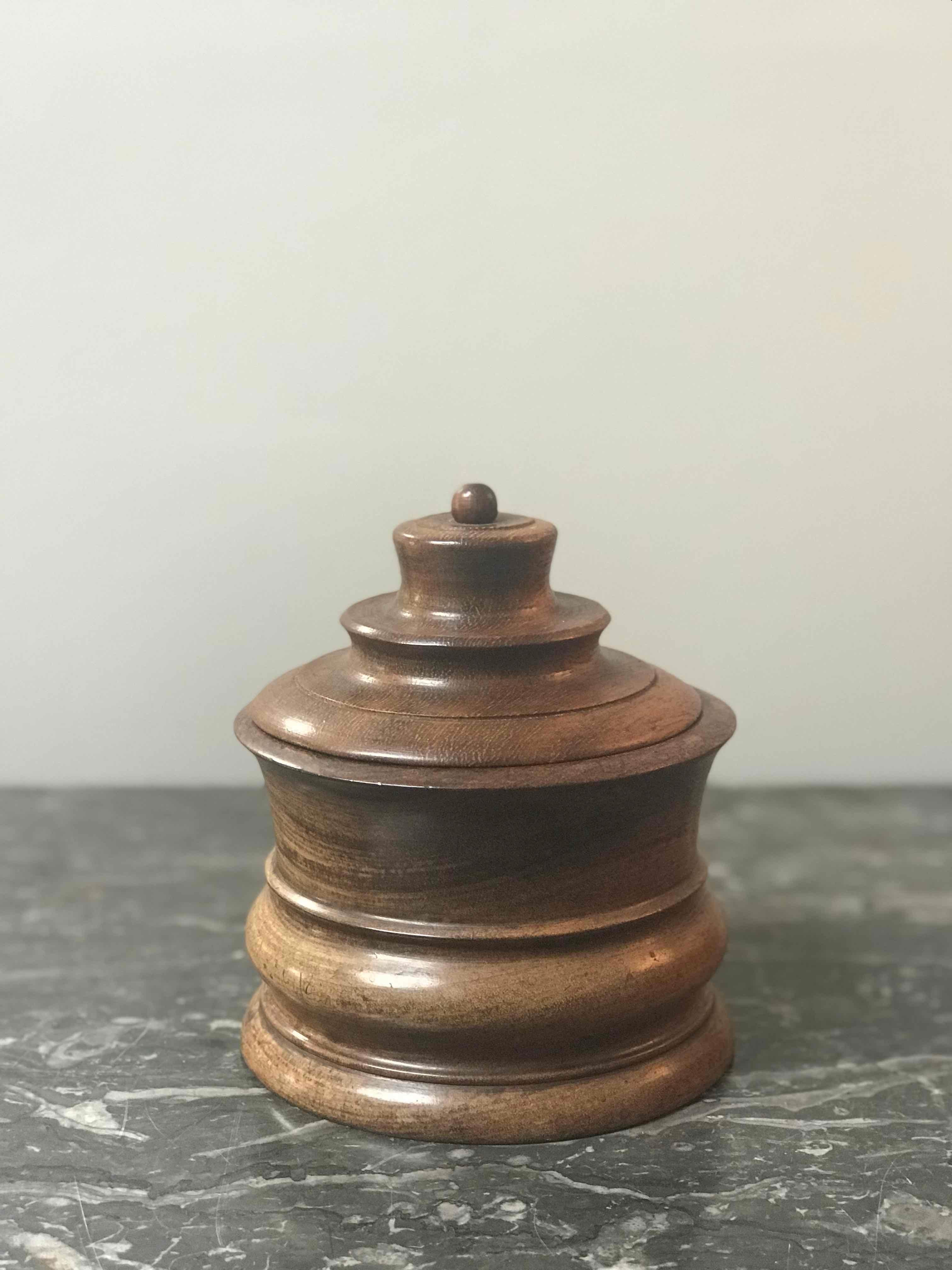 Belgian Wooden Tobacco Jar from Late 19th Century Belgium 